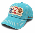 GIRLIE GIRL " PEACE - LOVE - DOGS" Hat