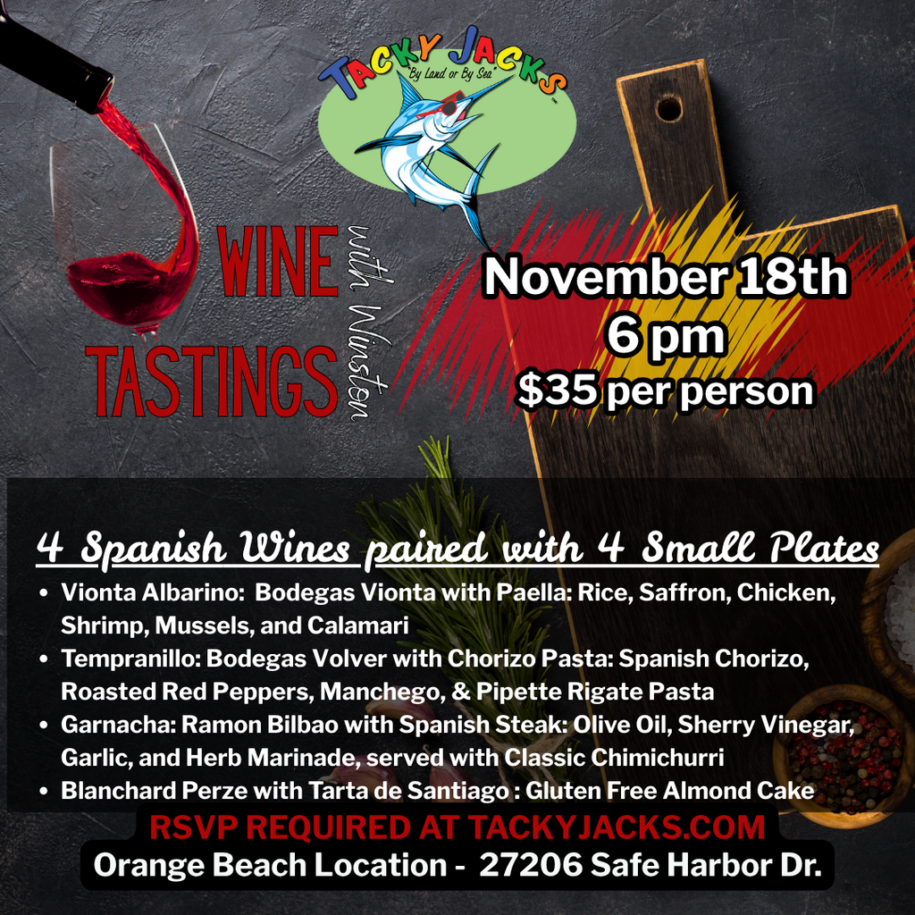 Wine Tastings with Winston at Tacky Jacks Orange Beach (Nov. 18, 2025)