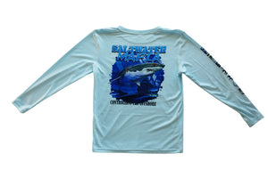 Tacky Jacks "White Shark" Youth Long Sleeve Performance Shirt